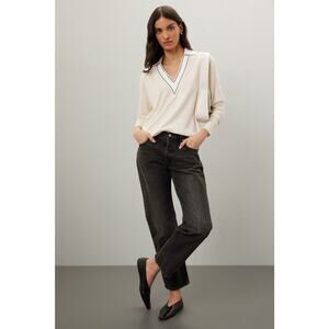 SANDRO Off-White Wool Knit Long Sleeve Retro Prep Alizia Sweater Size 3